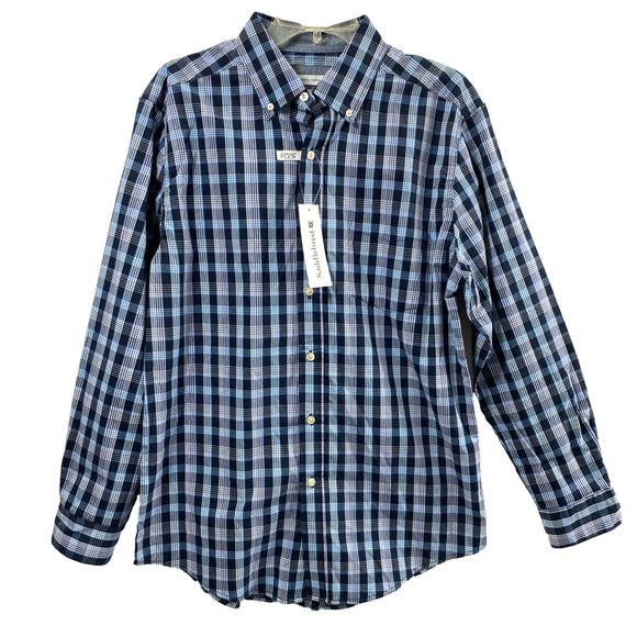 Saddlebreed Mens Shirt Size Medium Blue Plaid Button Up Long Sleeve - Picture 1 of 10